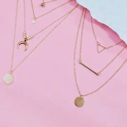 OOMPH Gold Multi Layer Multi Strand Horse Shoe Good Luck Necklaces for Women - Set of 2-90