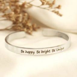 Joker & Witch Silver Be Happy, Be Bright, Be Unique Mantra Flexible fit Bracelet-30