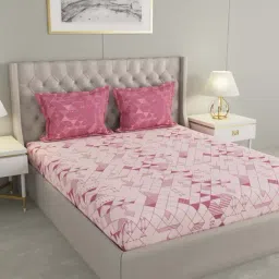 Raymond Home Mystique Pink 110 TC Cotton Queen Bedsheet with 2 Pillow Covers-image-56