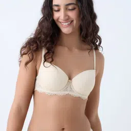 Wunderlove by Westside Light Yellow Lace Design Underwired Bra-picture-45