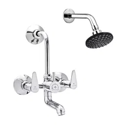 Enicet 125 mm Bend Pipe Length Brass Chrome Finish 2 In 1 Wall Mixer with Overhead Shower, BG111OS-picture-5