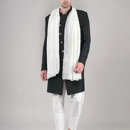 MUFFLY Unisex Wool Paisley Embroidered Stole-image-91