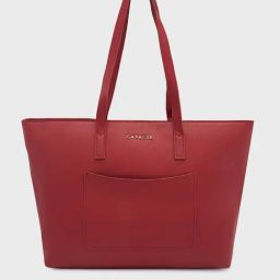 Caprese Blue Textured Small Tote Handbag with Pouch-image-66