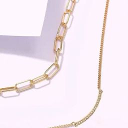 OOMPH Gold Tone Multi Layer Delicate Link Chain Necklace for Women-image-31