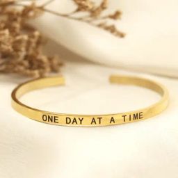 Joker & Witch Golden One Day At A Time Mantra Flexible fit Bracelet-image-4