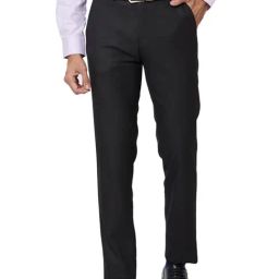 Raymond Black Slim Fit Checks Trousers-image-50