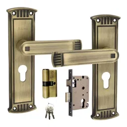 Atom 20.3 cm (8 inch) Zinc Brass Antique Finish Multicolor Door Lock Set, GLANZAC.Y-B/A.BSK-26