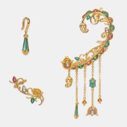 Shaya 925 Silver The Shaadi Diaries Gold Plated Mangani Mahul Mismatch Earcuffs-image-32