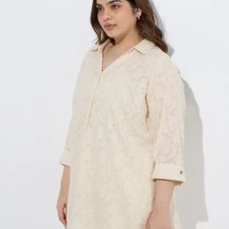 Diza by Westside Beige Jacquard Cotton Tunic-46