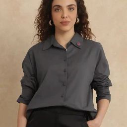 RAREISM Grey Cotton Solid Long Sleeves Shirt-image-55