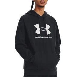 Under Armour Black Cotton Loose Fit Logo Printed Hooded Sweatshirt-image-94