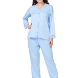 Desi Belle Light Blue Shirt With Pyjamas-image-78