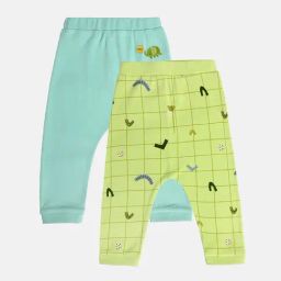 MINIKLUB Boys Green & Blue Printed Pants (Pack Of 2)-image-68