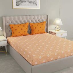 Raymond Home Mystique Orange 110 TC Cotton Queen Bedsheet with 2 Pillow Covers-image-44