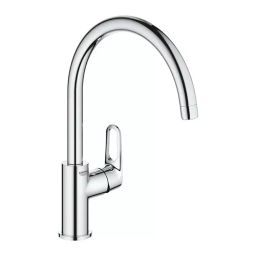 Grohe BauFlow Sink Mixer Tap Brass Chrome Finish Wall Mount Silver, 31230001-23