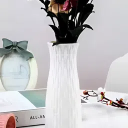 DecorTwist White Plastic Flower Vases for Home Decor (Pack of 4)-picture-17