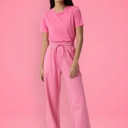 RAREISM Pink Cotton Blend Solid Trackpants-image-104