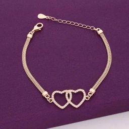 Kai Jewel Sterling Silver A Duet of Hearts Rose Gold Bracelet for Women-image-68