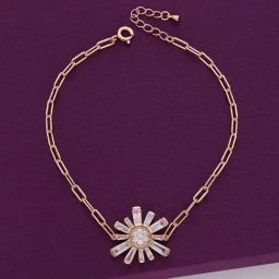 Kai Jewel Sterling Silver Floral Elegance Baguette Casual Rose Gold Bracelet for Women-image-55