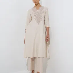 Zuba by Westside Beige Embroidered A-Line Kurta-image-71