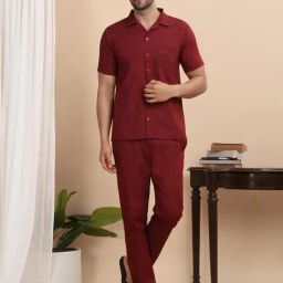 Sweet Dreams Maroon Cotton Polka Dot Nightwear Pyjamas - Pack Of 2-image-34