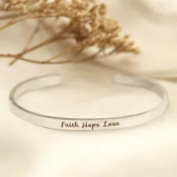 Joker & Witch Faith Hope Love Silver Mantra Band Flexible fit Bracelet-image-22