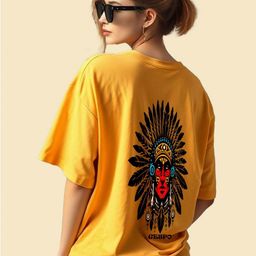 GESPO Graphic Printed Round Neck Extended Sleeves Oversized Pure Cotton Casual T-Shirt-image-14