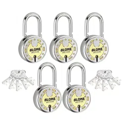 ALONE LOCKS Round 65 mm Alloy Steel ‎Antique 10 Same Keys Double Locking Padlock (Pack of 5)-7