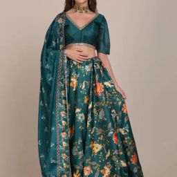 Atsevam Green Printed Semi-Stitched Lehenga Choli Set With Dupatta-picture-44