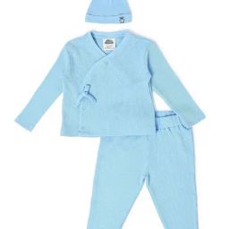 MiArcus Kids Blue Cotton Regular Fit Full Sleeves Wrapover Set-74