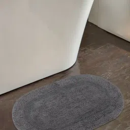 Saral Home Grey Cotton Plain Dyed Bathmat-image-30