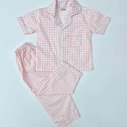 Freesia Array Unisex Kids Checked Night suit-27