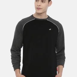 3PIN Black Regular Fit Cotton Colour-Block Sweatshirt-image-61