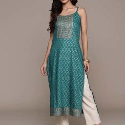 Ishin Teal Printed Straight Kurta-image-59