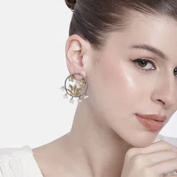 AITIHYA Gold-Plated Circular Drop Earrings-image-11