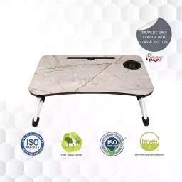 Rose Plastic Rectangle Multi-Purpose Laptop Table with Integrated Carry Handle and Dock Stand Grey image 4