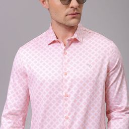 The Indian Garage Co Men Spread Collar Geometric Printed Cotton Slim Fit Formal Shirt-image-13