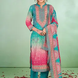 SUAAC Women Floral Printed Regular Kurta with Trousers & With Dupatta-picture-35