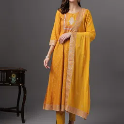 Anouk Ethnic Printed Kurta Set With Dupatta image 5