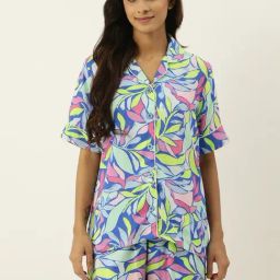 Secret Wish Blue Printed Shirt Shorts Set-picture-10