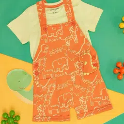 Pantaloons Baby Kids Yellow & Orange Cotton Printed Dungaree Set-image-21