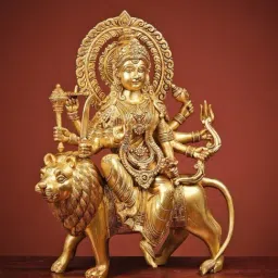 Ekaa Handicrafts Gold Goddess Durga Statue On Lion-picture-41