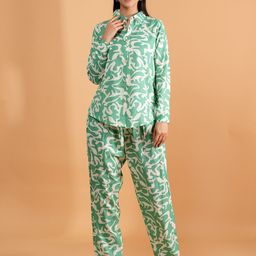 Dreambe Printed Shirt Collar Shirt With Trousers-image-31