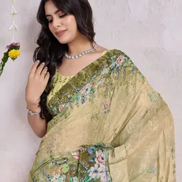 Mitera Floral Poly Chiffon Saree-image-75