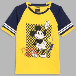 Blue Giraffe Boys Mickey Mouse Printed Applique T-shirt-image-28