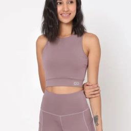 SILVERTRAQ Mauve Relaxed Fit Crop Top-35