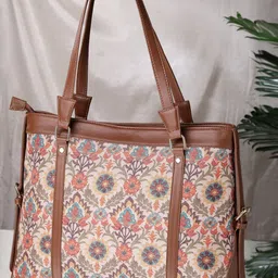 Anouk Up To 18 Inch Laptop Floral Printed Structured Shoulder Bag-80