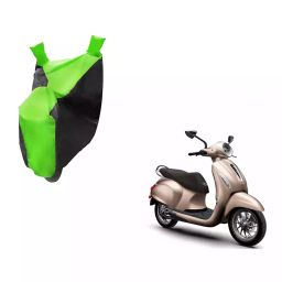 Auto Pearl Waterproof Two Wheeler Cover For Bajaj Chetak (Green & Black)-image-22