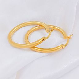 Saizen Stainless Steel Gold Plated Circular Hoop Earrings-image-54