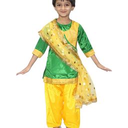 Kaku Fancy dresses Girls Punjabi Folk Dance Costume Kurta With Trouser & Dupatta-image-28